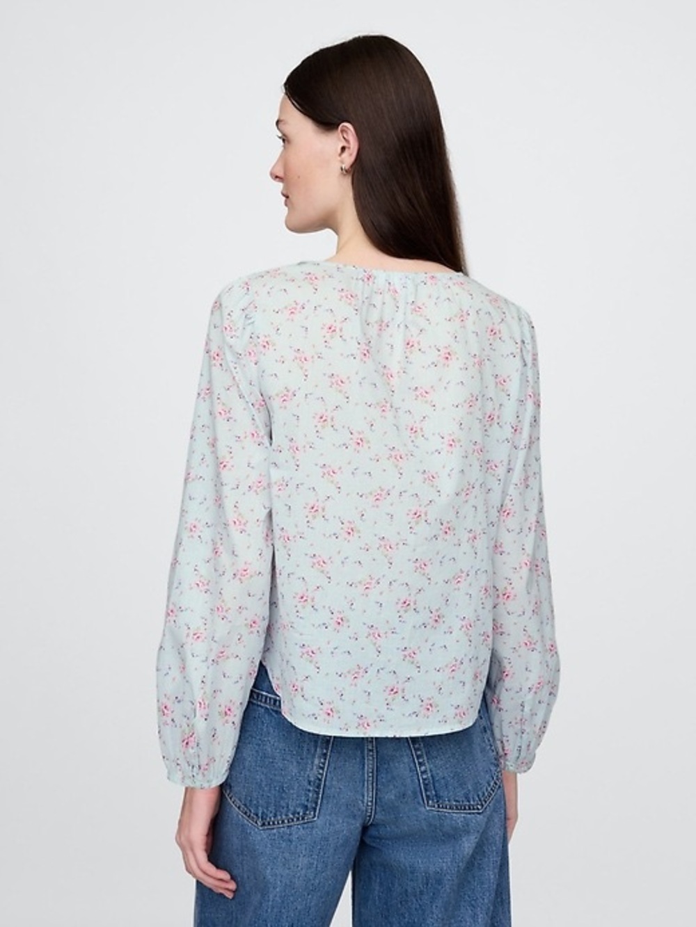 GAP Floral Ruffle V-Neck Blouse - Picture 4 of 10